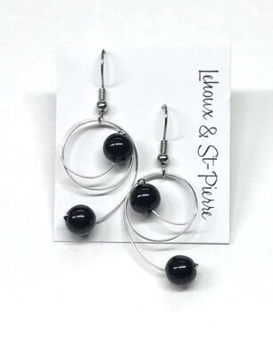 BOUCLES D’OREILLES DUO PERLES NOIR