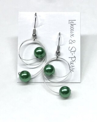 BOUCLES D’OREILLES DUO DE PERLES ÉMERAUDE