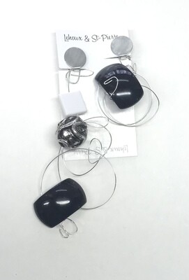 BOUCLES D’OREILLES FASCINATION SCULPTURALE NOIR ET BLANC