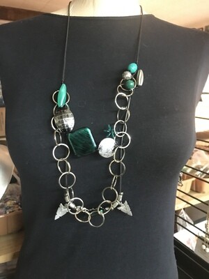 COLLIER CORDON CHAINE ÉMERAUDE