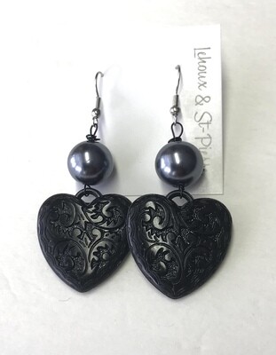 BOUCLES D’OREILLES PERLES ET COEUR