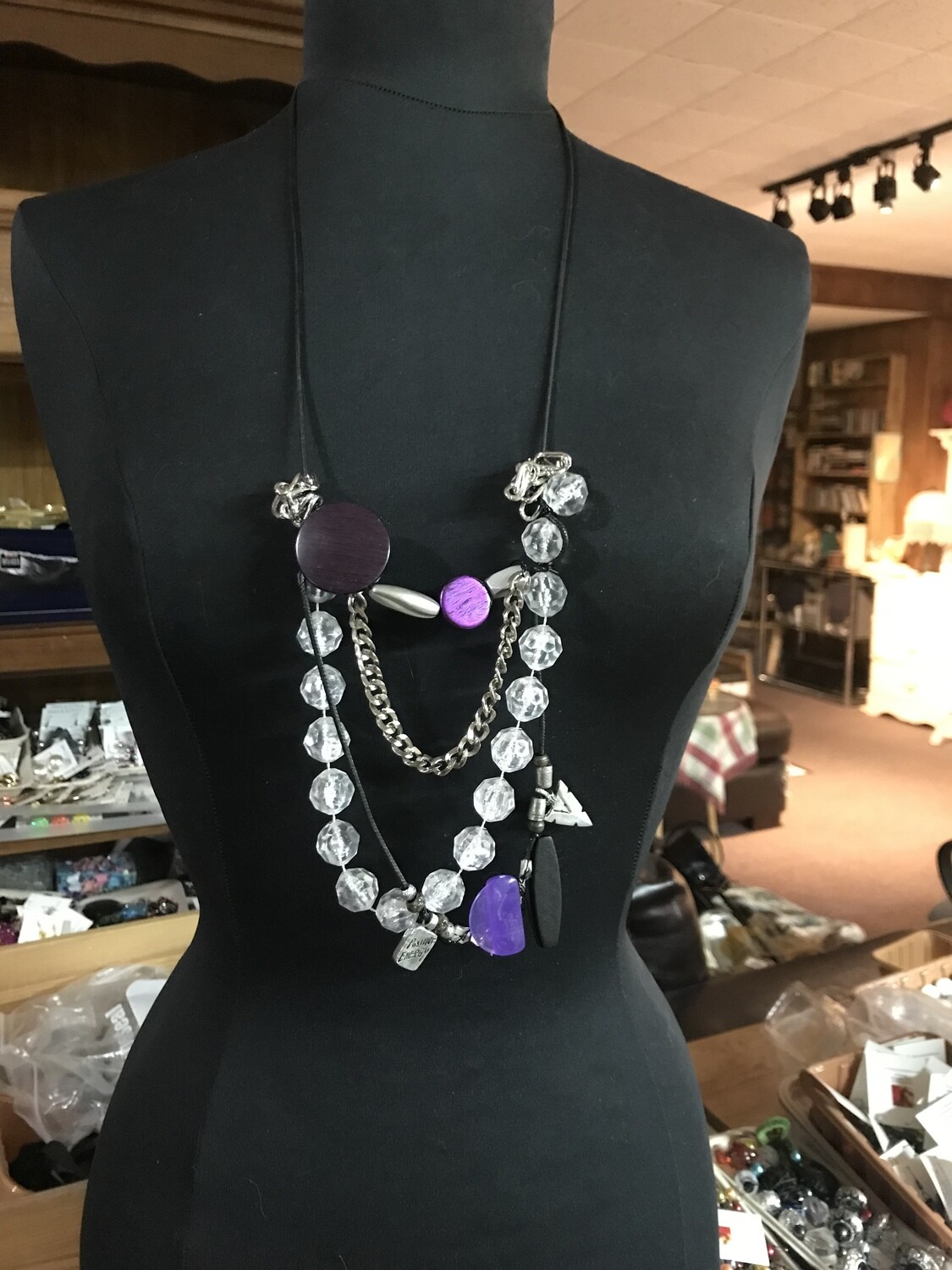 COLLIER CORDON DE GLACE MAUVE