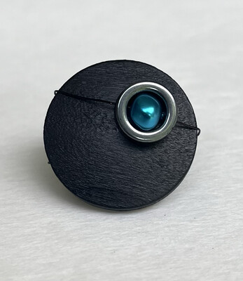 BAGUE GLAM BOIS TURQUOISE