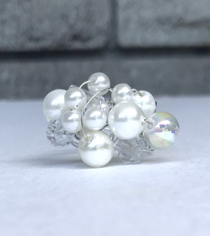 BAGUE PERLES BLANCHES