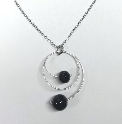 ENSEMBLE 2 BIJOUX DUO DE PERLES NOIRES