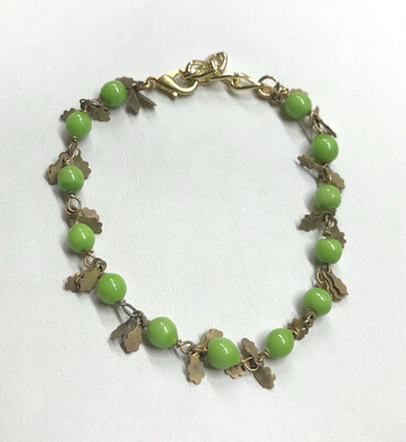 BRACELET FANTAISIE VERT ET OR