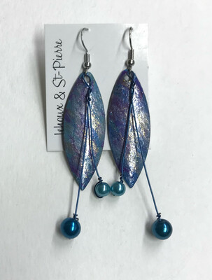 BOUCLES D’OREILLES PEINTES À LA MAIN OCÉAN DORÉ