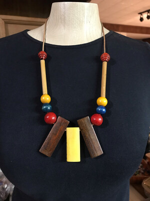 COLLIER BOIS D’INSPIRATION MULTICOLORE 