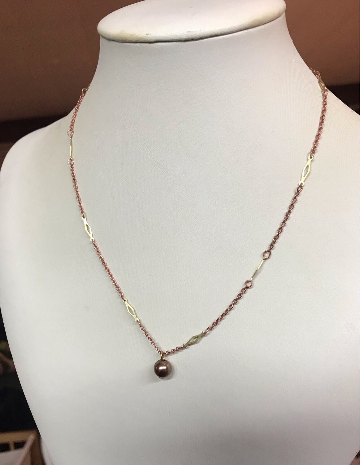 COLLIER CHAÎNE CUIVRE PERLÉ