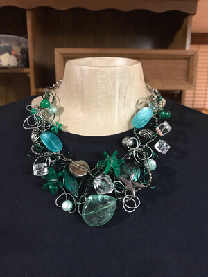COLLIER TORSADES VERT MENTHE