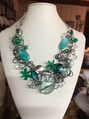 COLLIER TORSADES VERT MENTHE