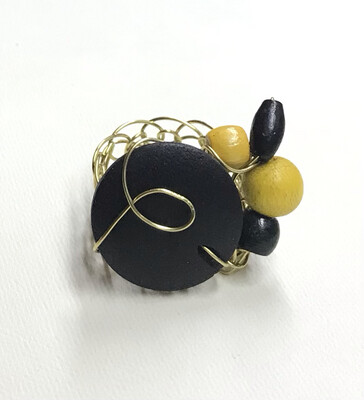 BAGUE ZEN BOIS JAUNE ET NOIR 