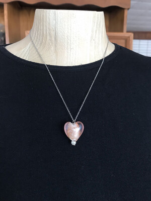 COLLIER COEUR MURANO ROSE