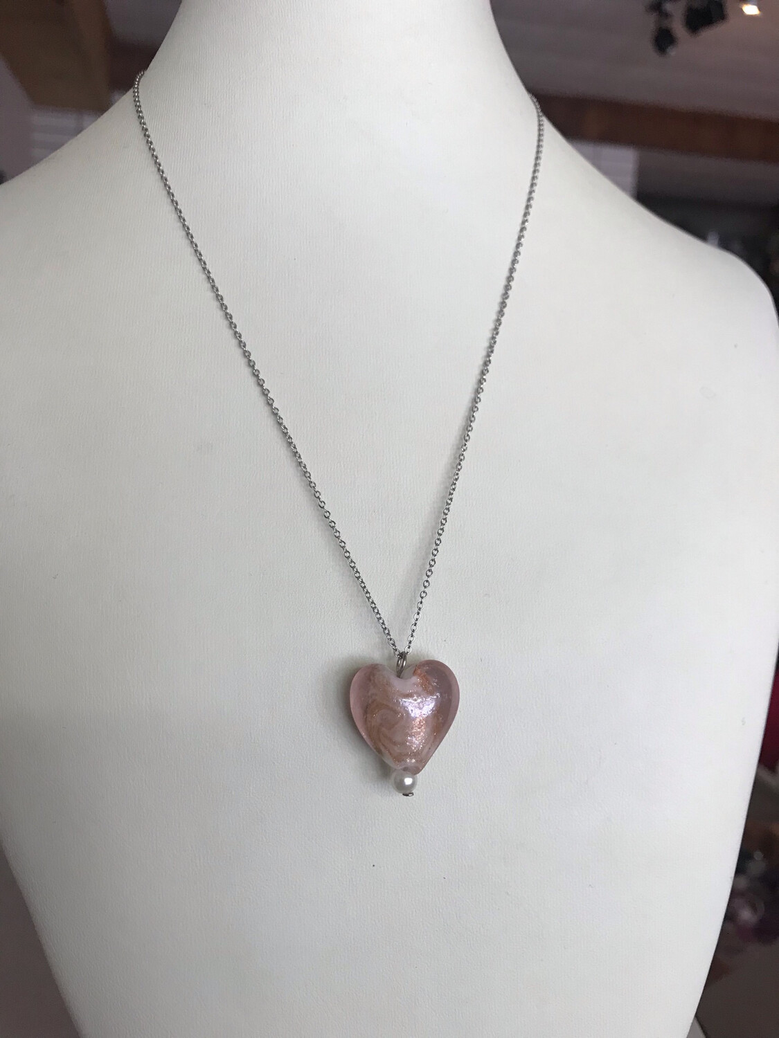 COLLIER COEUR MURANO ROSE