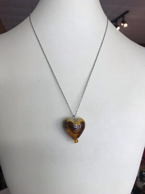 COLLIER COEUR MURANO CARAMEL CHOCOLATÉ