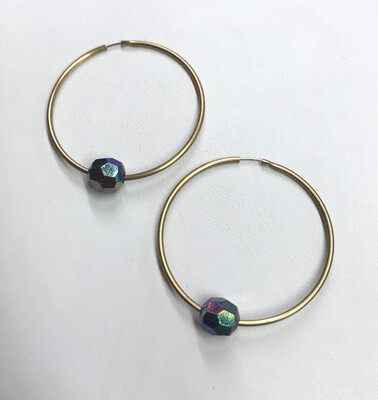 BOUCLES D’OREILLES ANNEAUX LAITON IRISÉ BOUCLES D’OREILLES ANNEAUX LAITON IRISÉ