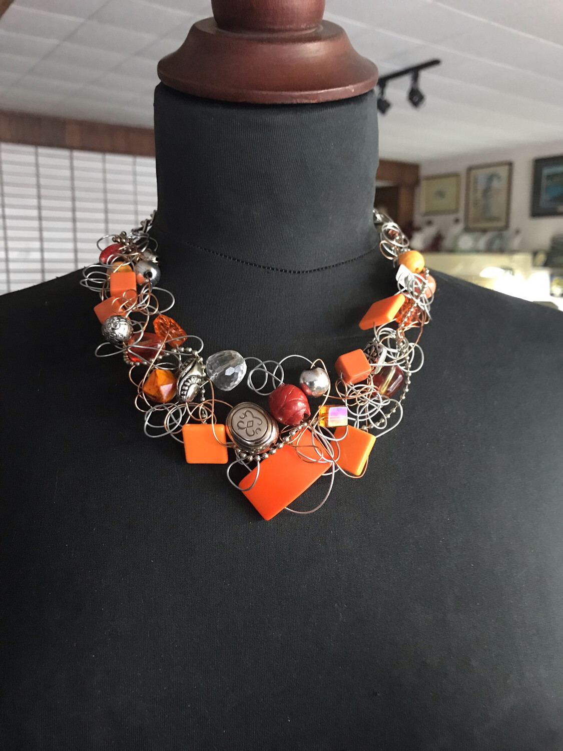 COLLIER TORSADES ORANGE