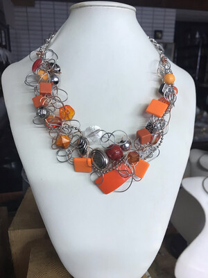 COLLIER TORSADES ORANGE