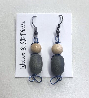 BOUCLES D’OREILLES BOISERIE BLEU
