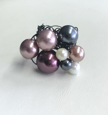 BAGUE ROSE PERLE