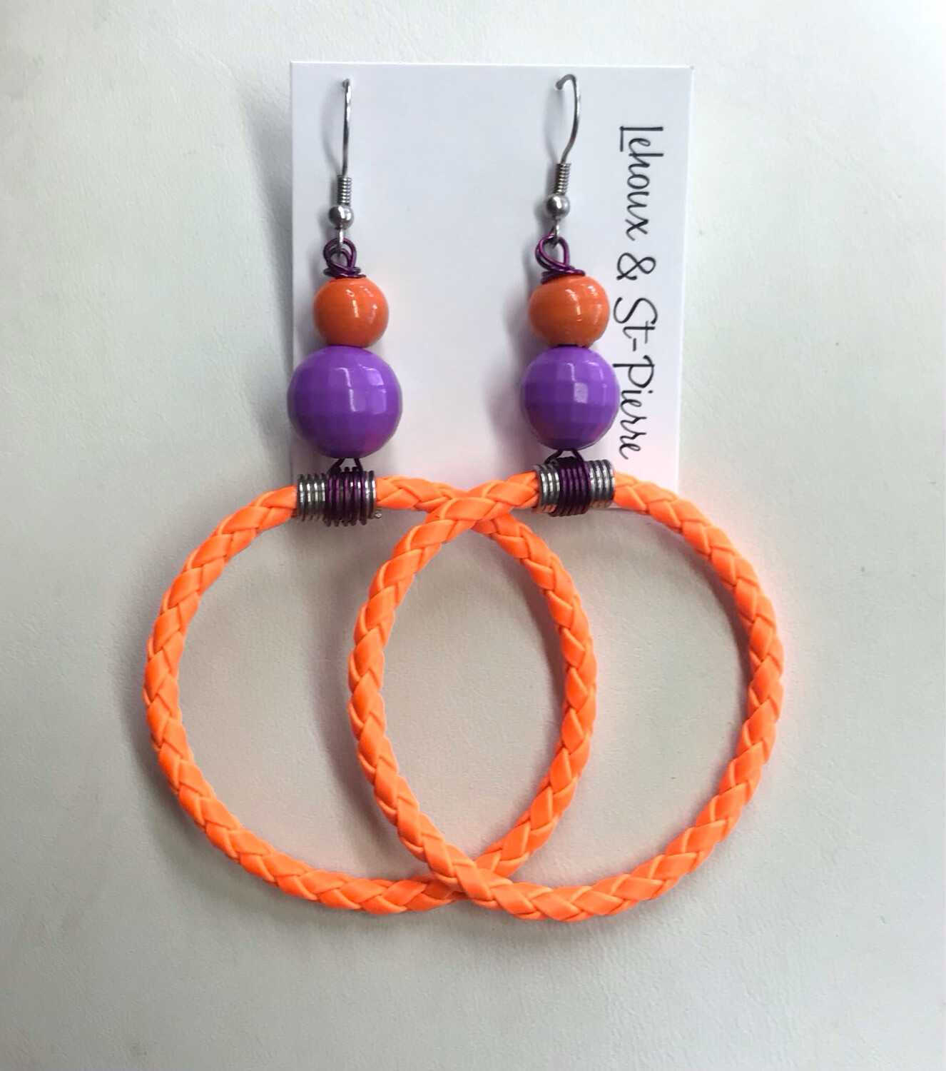 BOUCLES D’OREILLES ANNEAUX NÉON ORANGE 