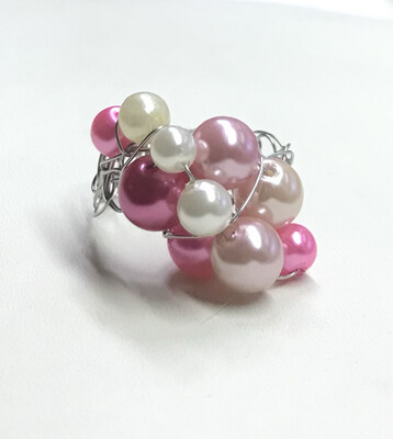 BAGUE ROSE PERLES