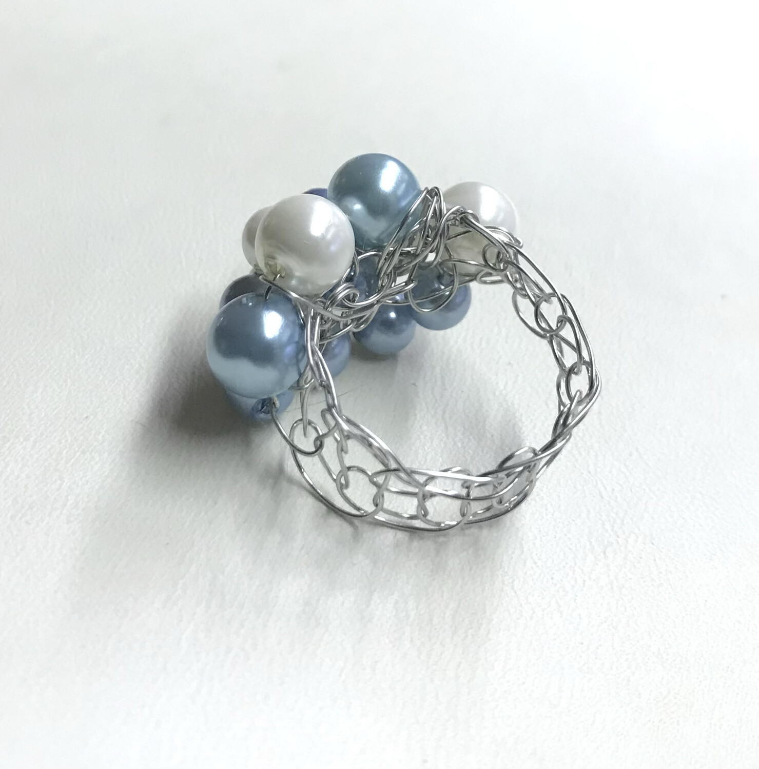 BAGUE BLEU PERLES