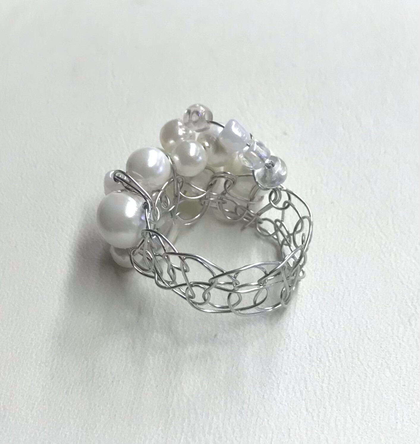 BAGUE BLANC PERLES