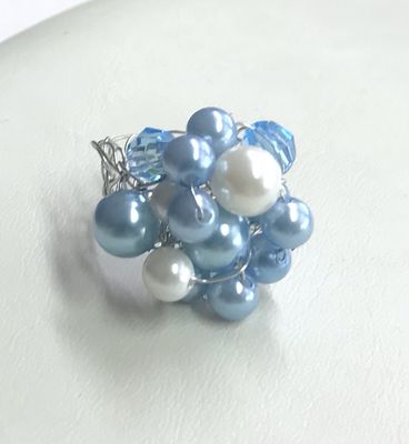 BAGUE PERLES BLEU CIEL