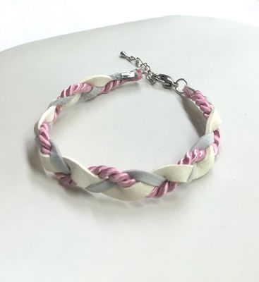 BRACELET TRESSÉ CORDON ROSE