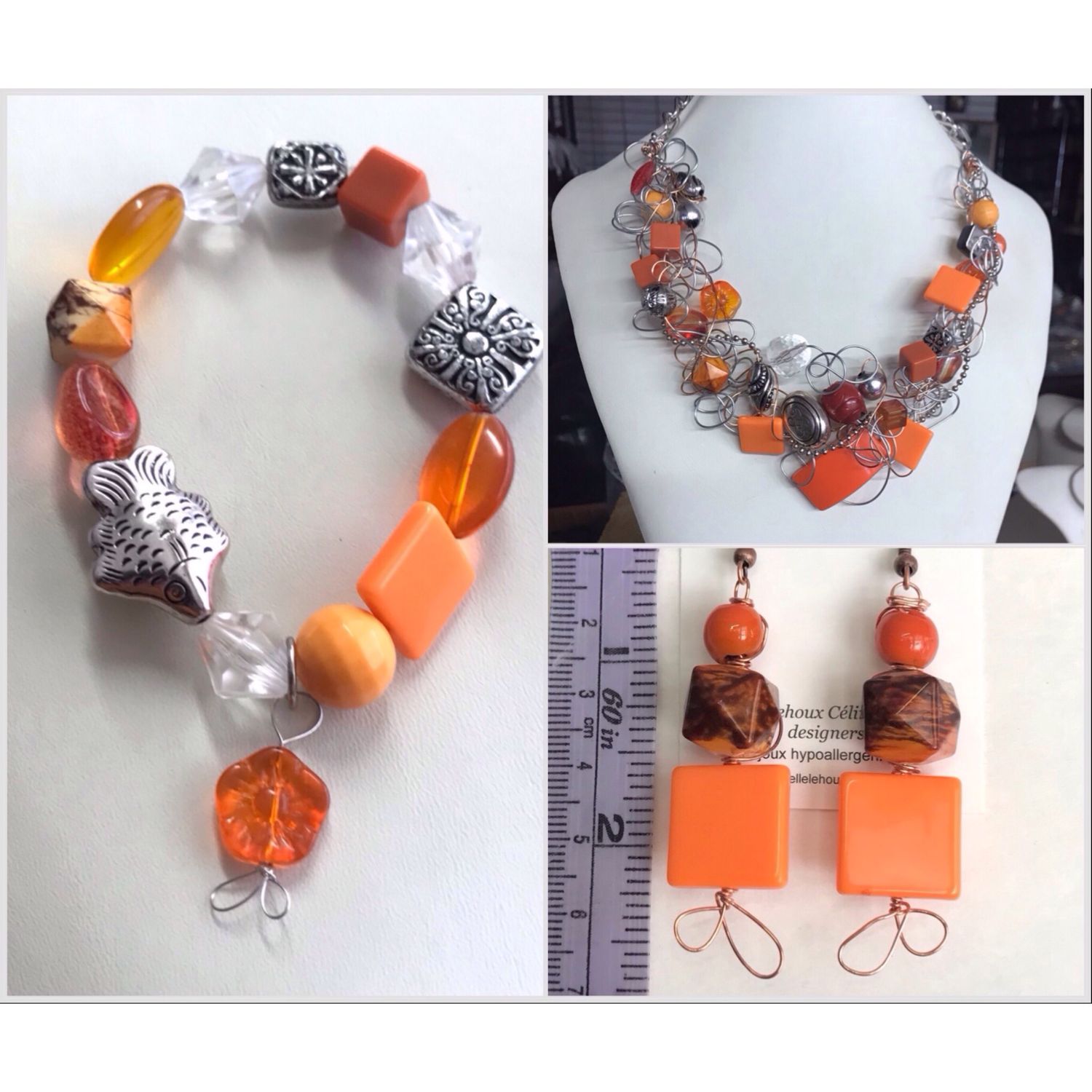 ENSEMBLE 3 BIJOUX TORSADÉS ORANGE