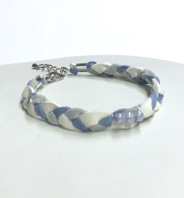 BRACELET TRESSÉ BLEU CIEL DE VERRE