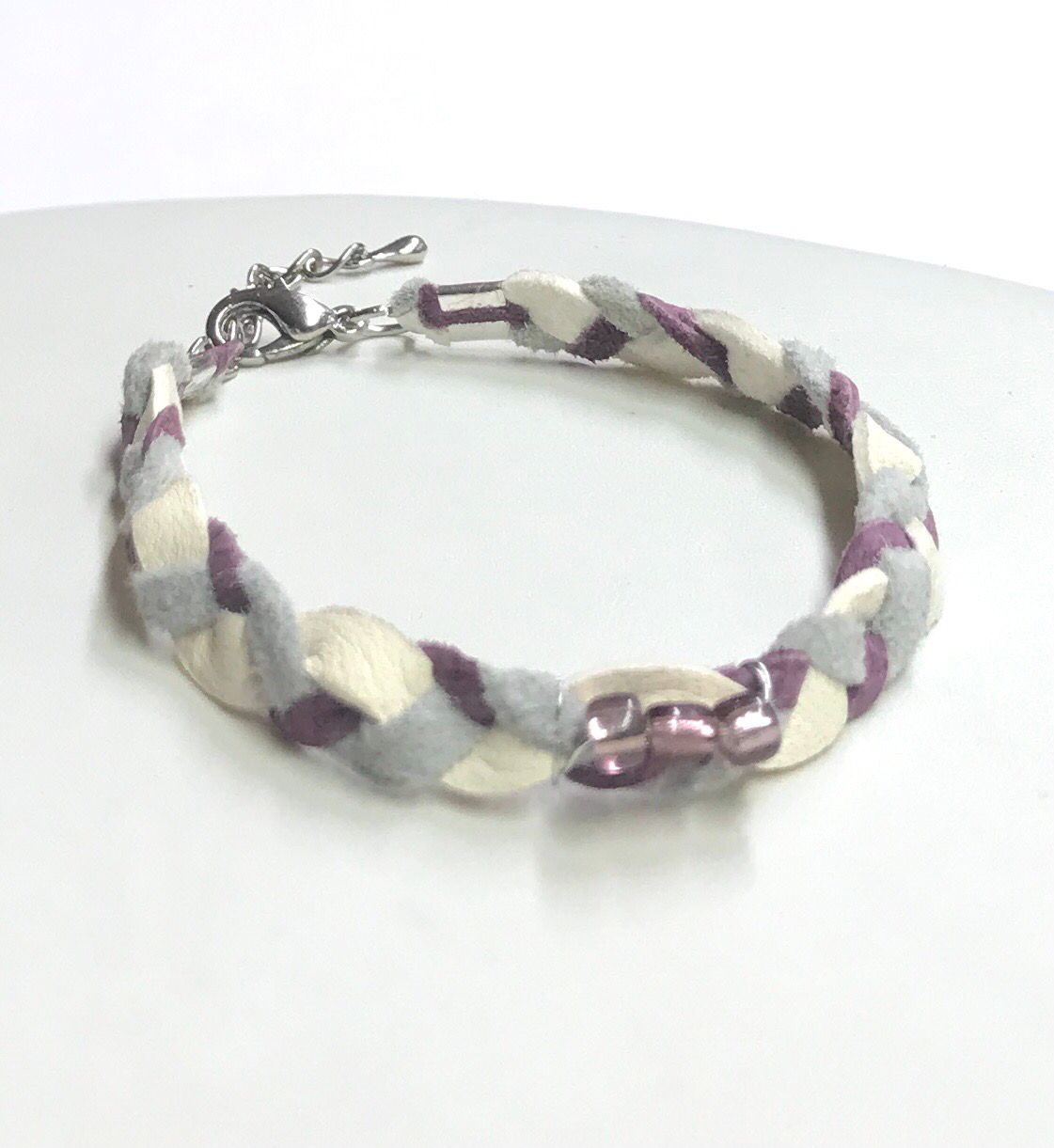 BRACELET TRESSÉ ROSE DE VERRE