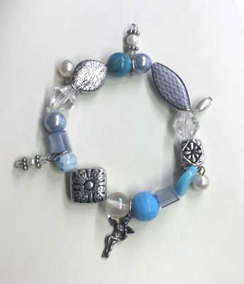 BRACELET CHARMS BLEU CIEL