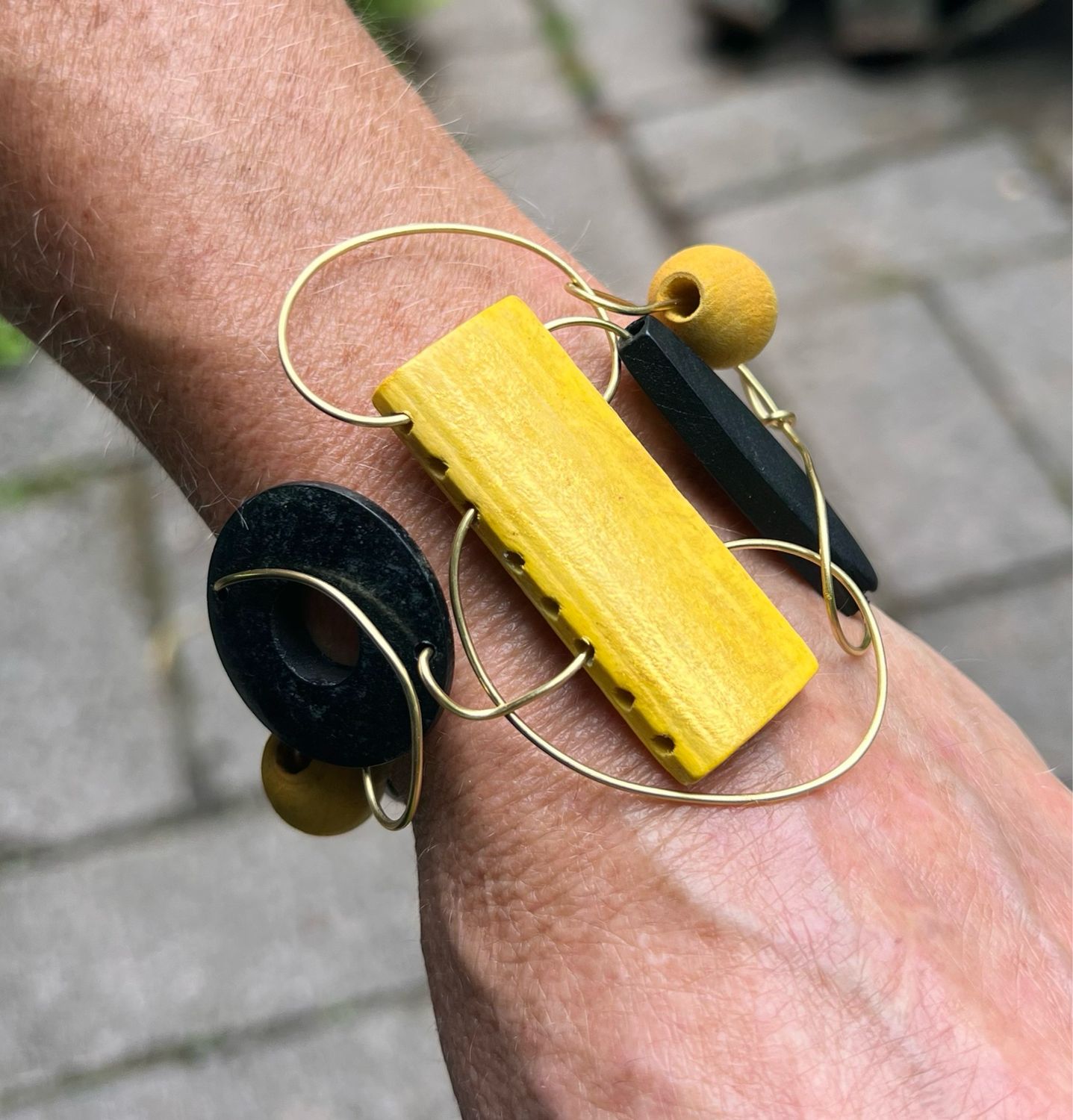 BRACELET BOIS D’ARCHITECTURE JAUNE