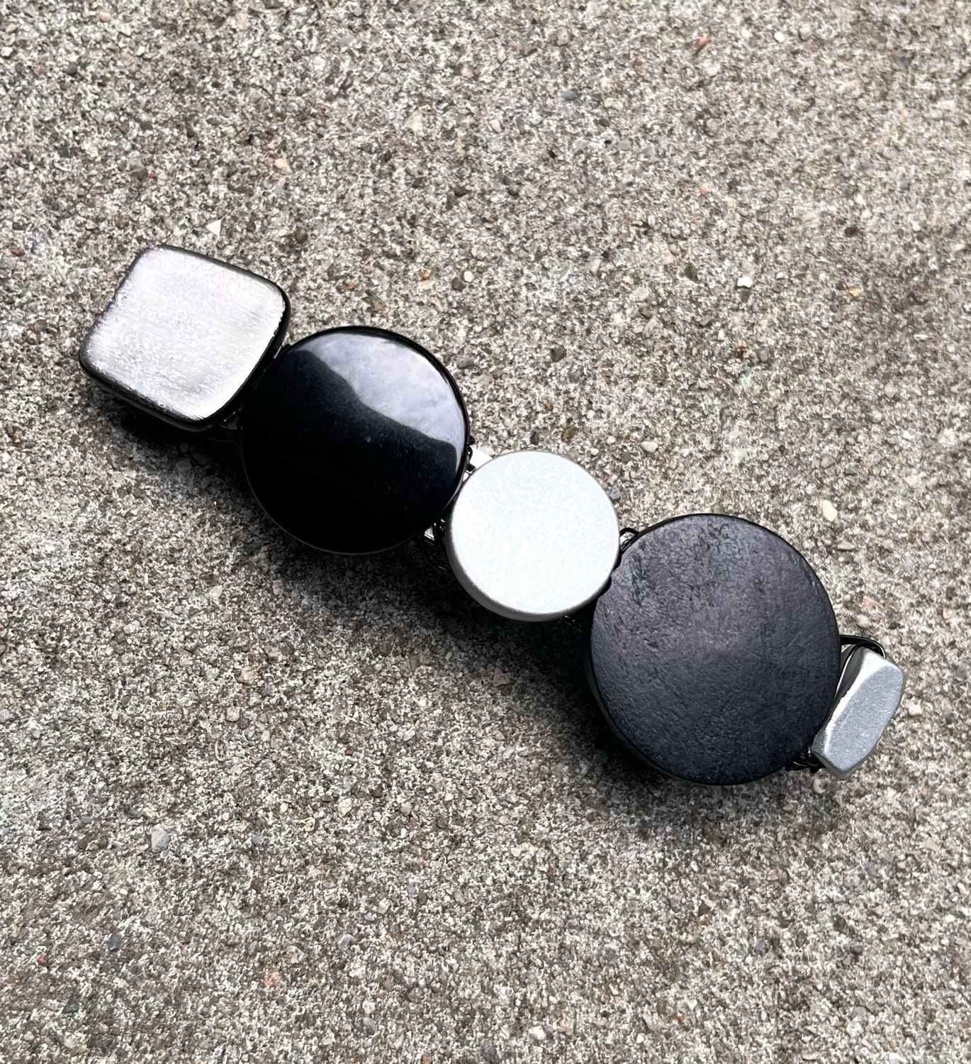 BARRETTE NOIR ARGENTÉ