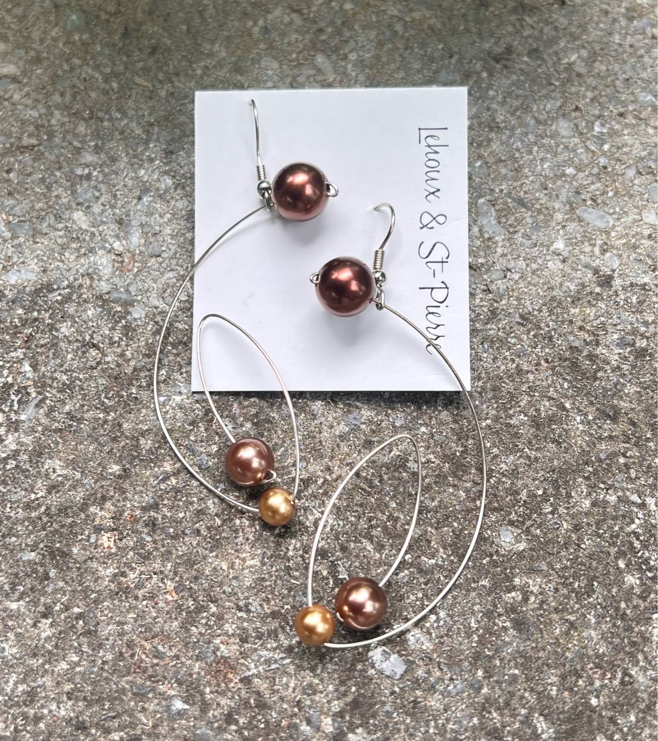 BOUCLES D’OREILLES JEUNE FILLE À LA PERLE MIX BRONZE