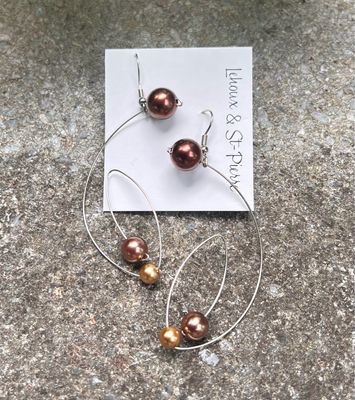 BOUCLES D’OREILLES JEUNE FILLE À LA PERLE MIX BRONZE