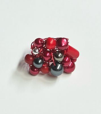 BAGUE ROUGE PERLES