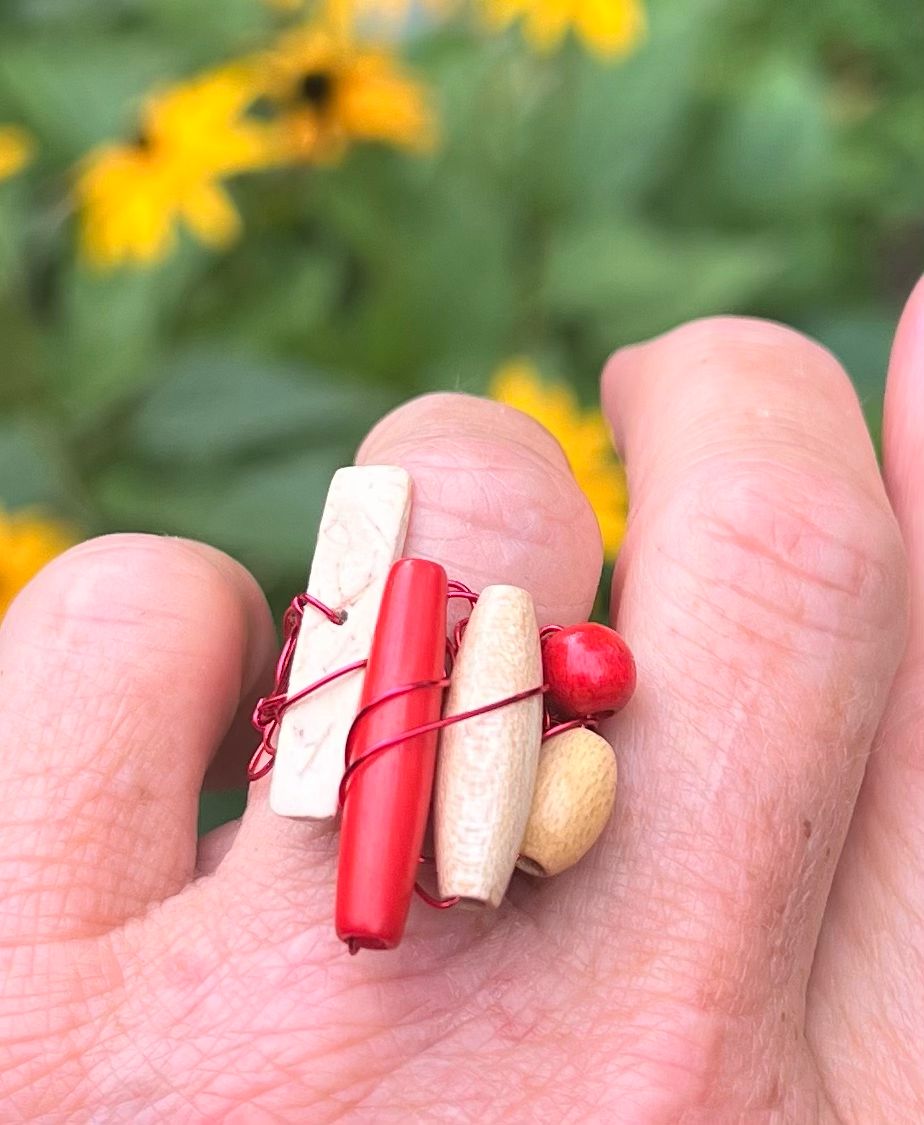BAGUE APÉRO ROUGE ET NATUREL