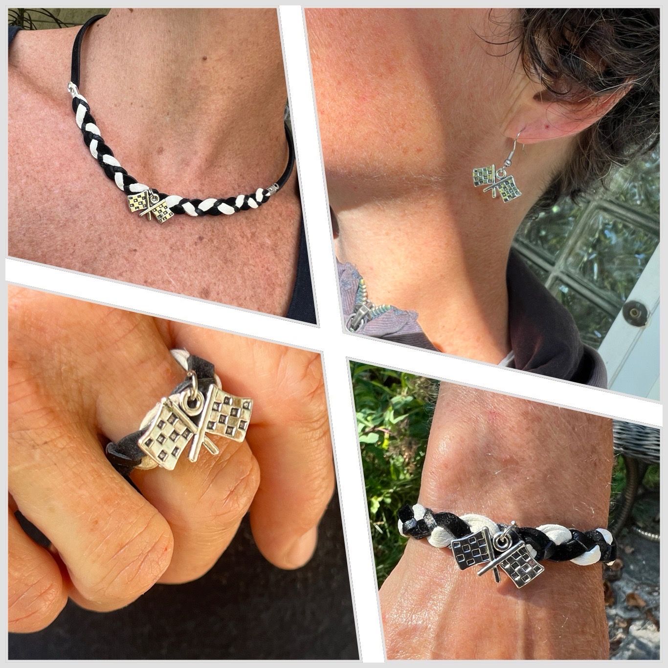 ENSEMBLE 4 BIJOUX À DAMIER 