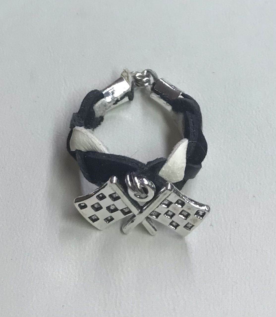 BAGUE DRAPEAU CHECKER NOIR ET BLANC