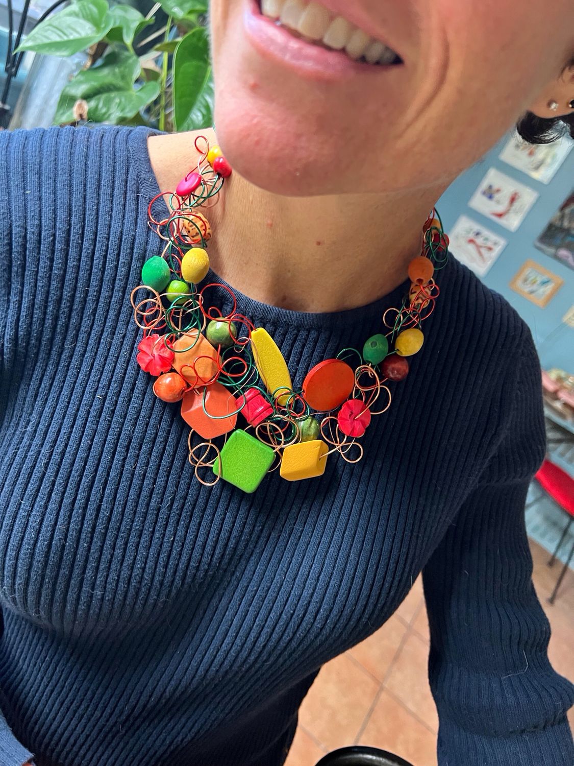 COLLIER ROYAL BOIS MULTICOLORE 