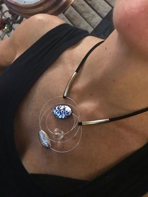 COLLIER C CHIC BLEU ARGENTÉ 