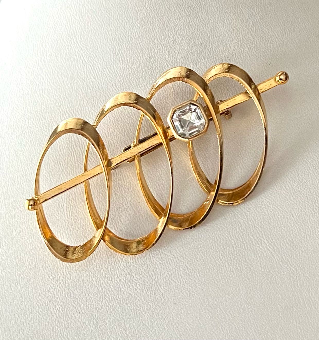 BROCHE VINTAGE OR ET ZIRCON