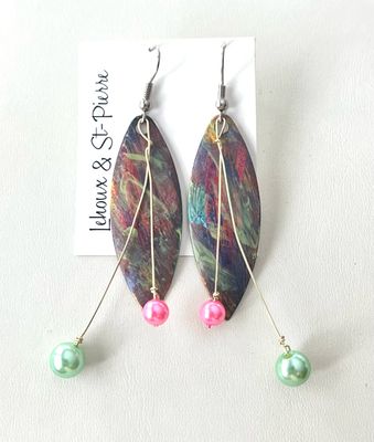 BOUCLES D’OREILLES PEINTES À LA MAIN MENTHE ROSÉE