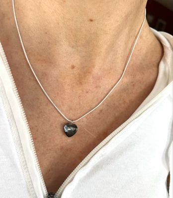 COLLIER CHAÎNE ARGENT 925 CŒUR NACRÉ 