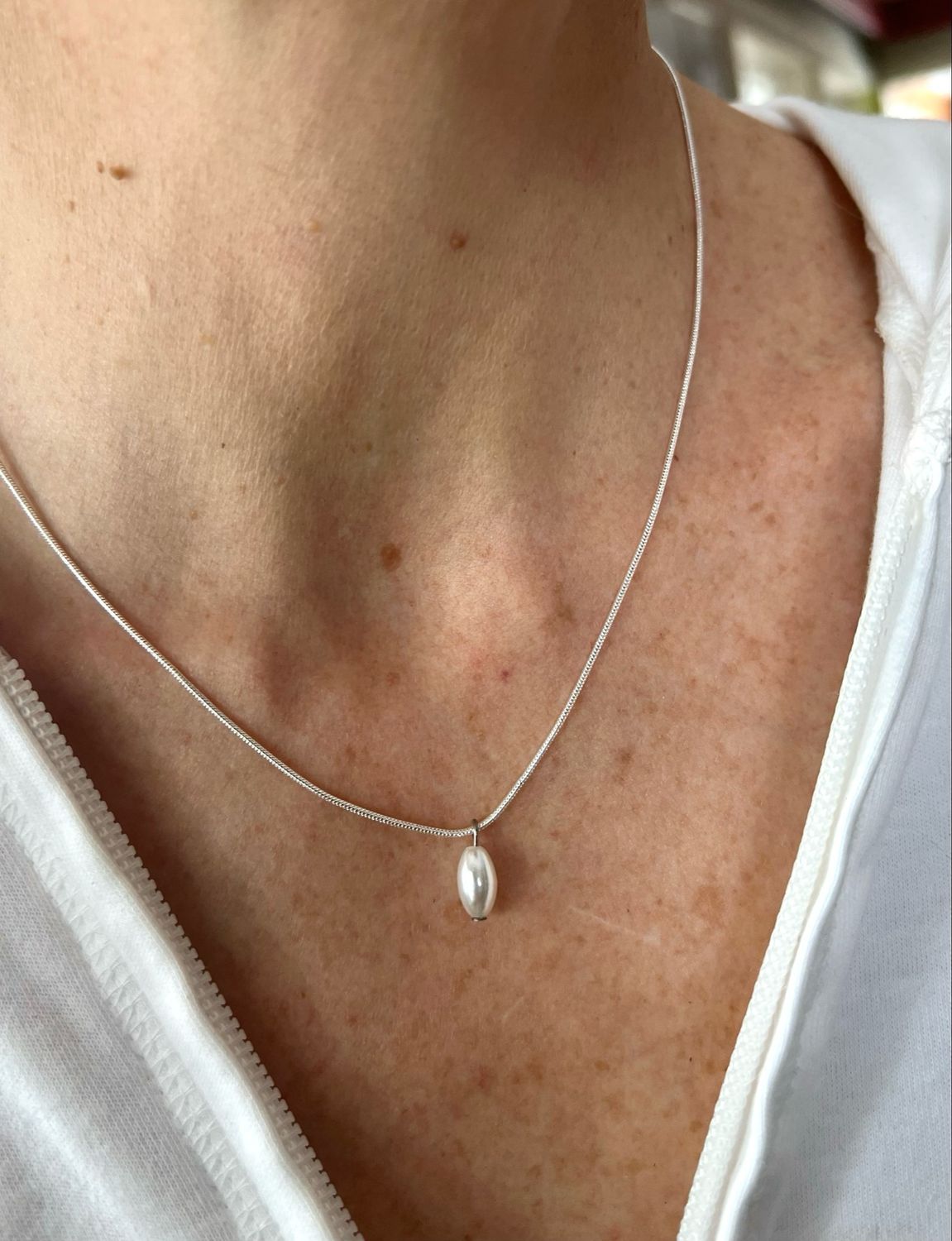 COLLIER CHAÎNE ARGENT 925 PERLE 