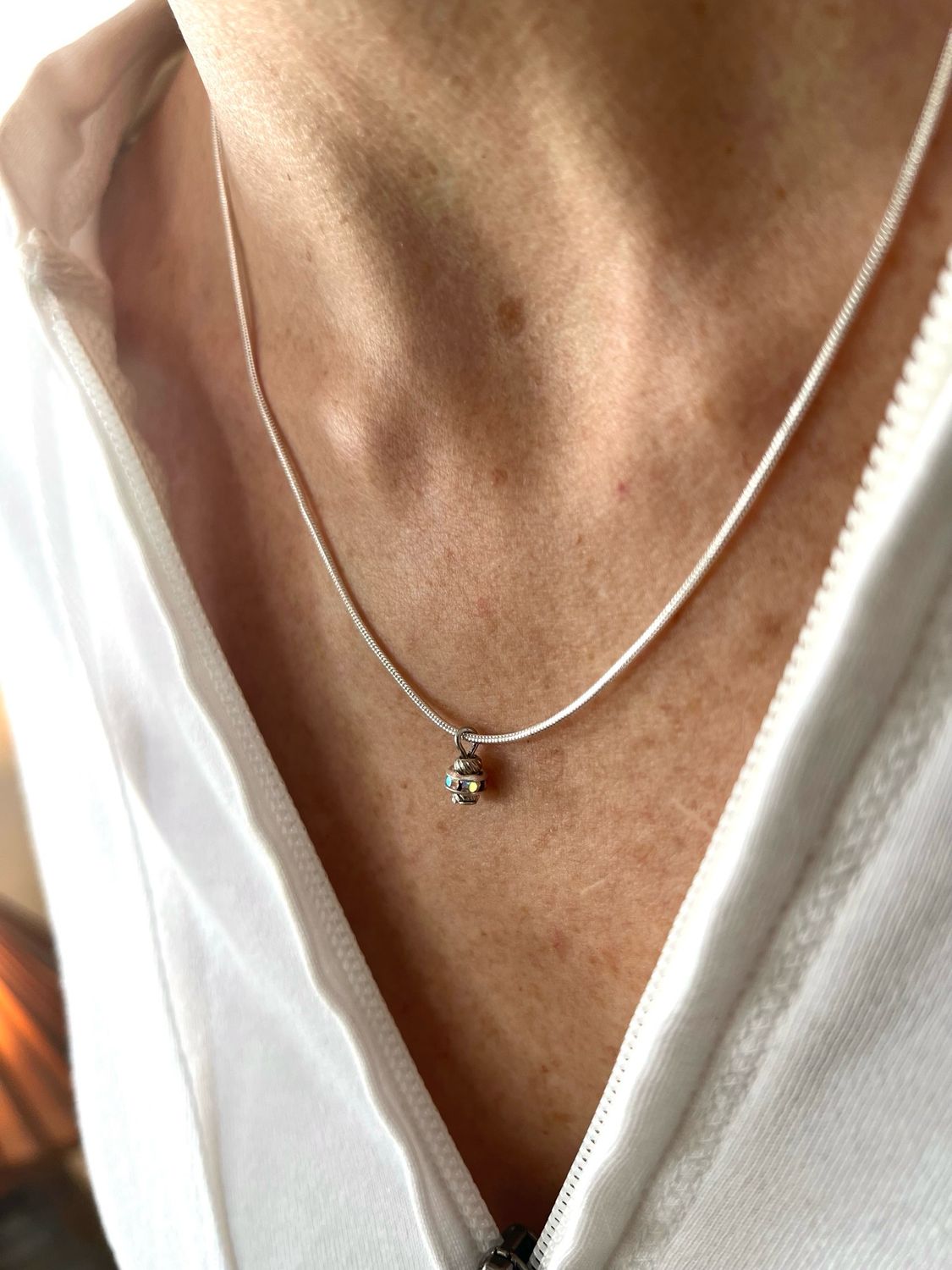 COLLIER CHAÎNE ARGENT 925 ZIRCONS MULTICOLORES 
