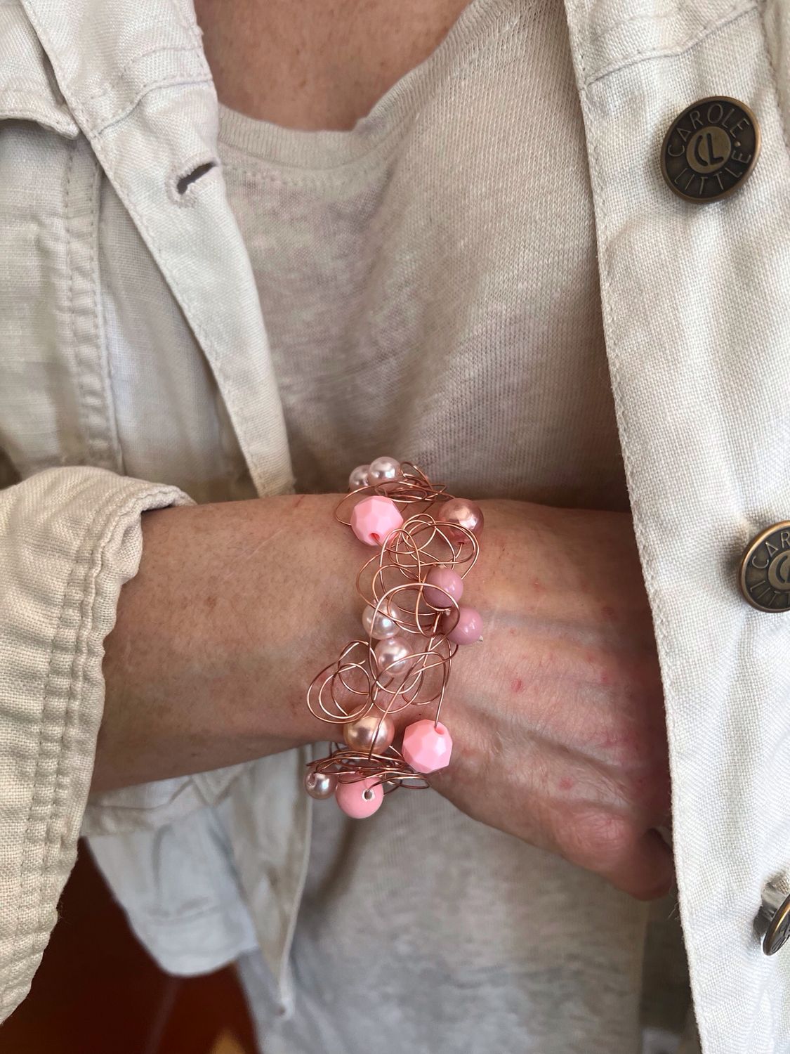 BRACELET DENTELLE FANTAISIE ROSE